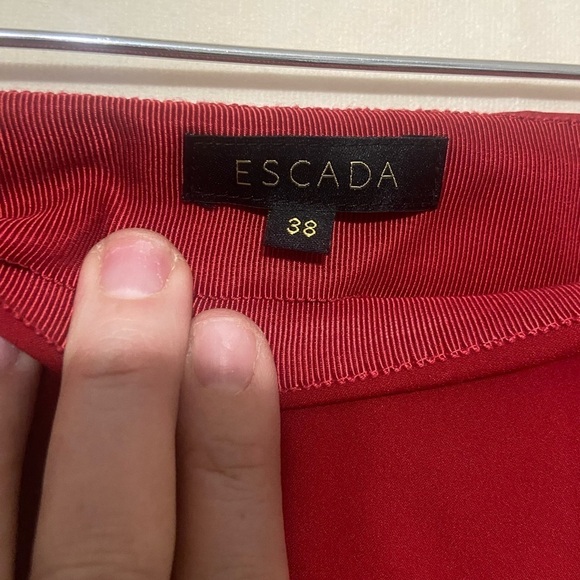 Escada cherry red side zip front seam stretch ankle pants EUC RARE - Picture 5 of 8